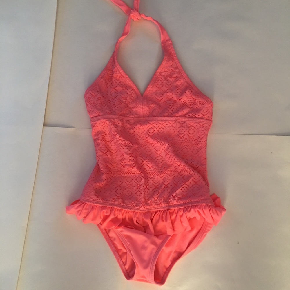 Girls pink one piece swimsuit